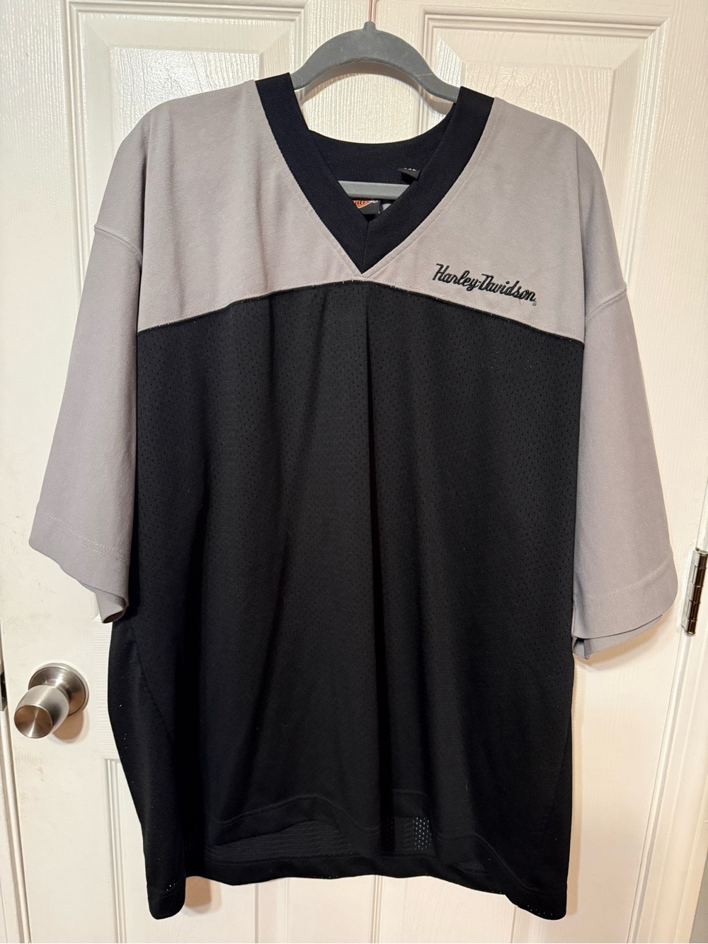 Harley-Davidson Black and Gray V‑Neck Short Sleeve Jersey